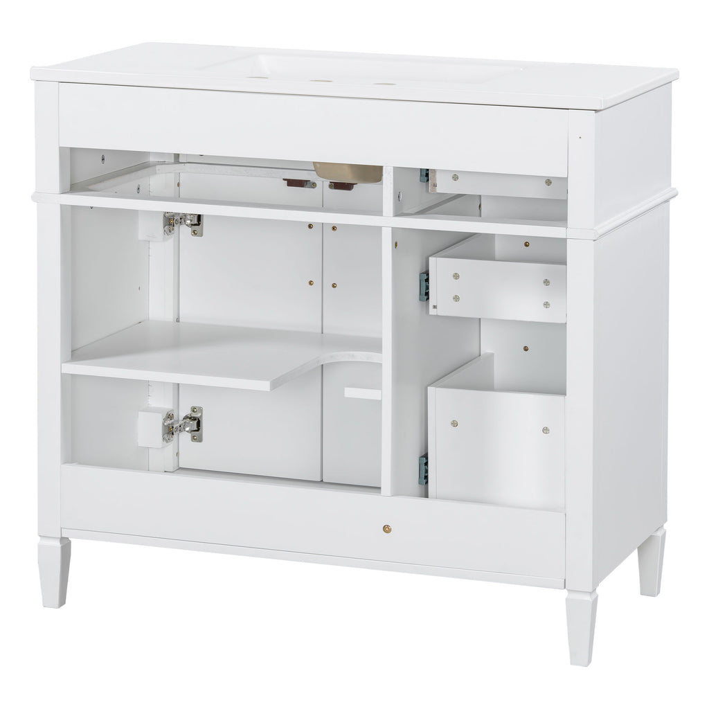 Bathroom Vanity With Sink, 4 Drawers, 2 Doors
