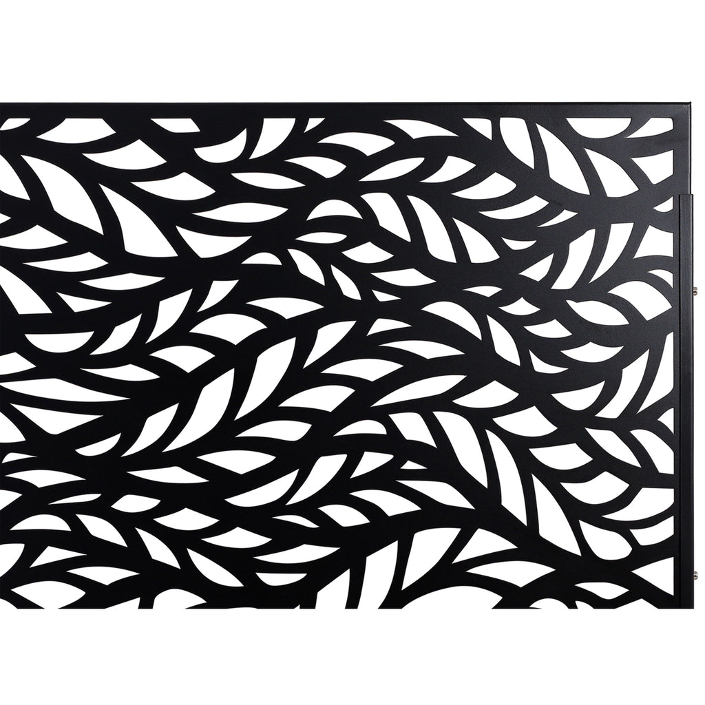 Outdoor & Indoor Privacy Screen Metal Privacy Screen, Freestanding Decorative Privacy Screen For Deck Balcony Patio - Black