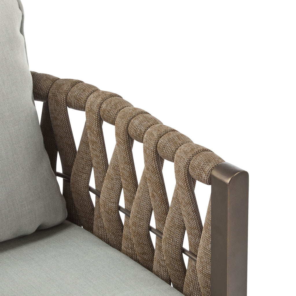 2 Pieces Outdoor Metal Patio Club Chair, Patio Furniture Arm Chair With Cushion, Modern Outdoor Furniture Deep Seating For Porch, Garden, Backyard, Balcony - Brown / Light Gray