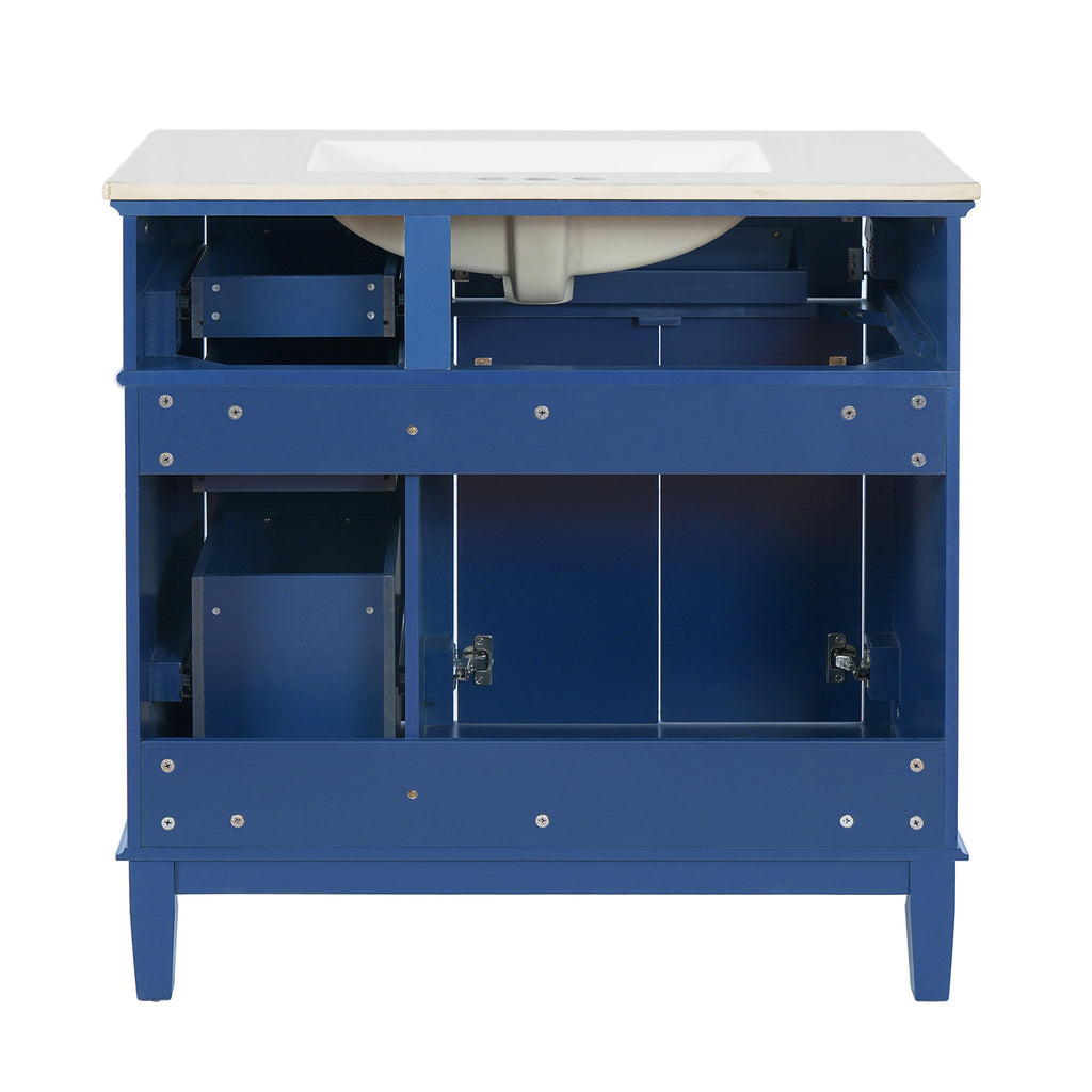Modern Bathroom Vanity With Ceramic Sink, Soft Close Storage Cabinet