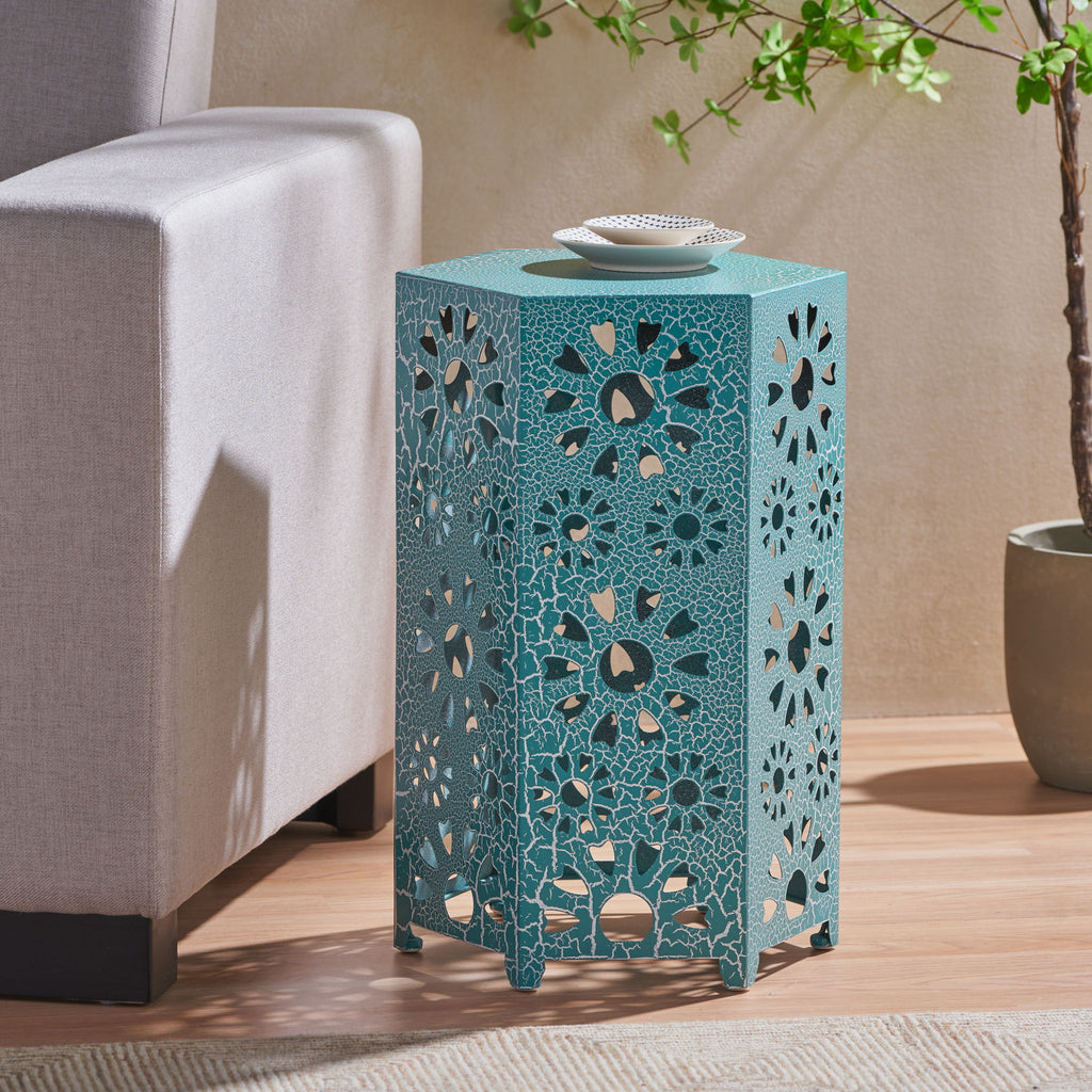 Galore - Side Table With Sunburst Cut Out Design