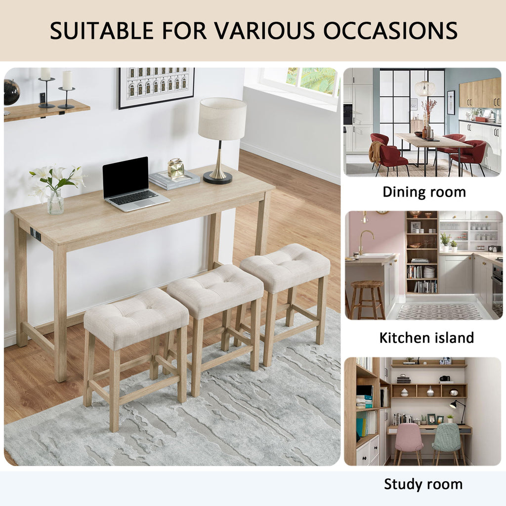 4 Piece Bar Table Set With Power Outlet