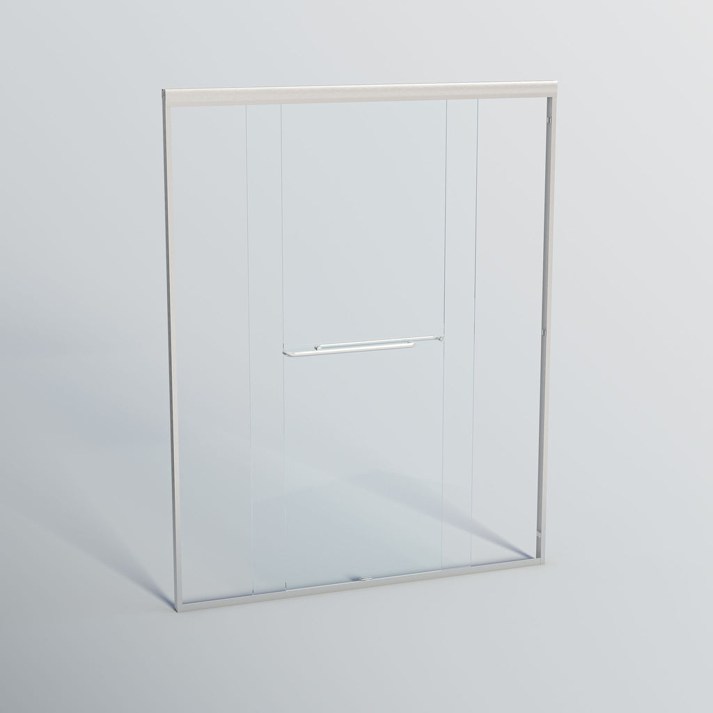 Double Sliding Shower Door, Semi-Frameless Bypass Bathroom Sliding Door With 1/4" (6 Mm) Tempered Glass For Walk-In Shower