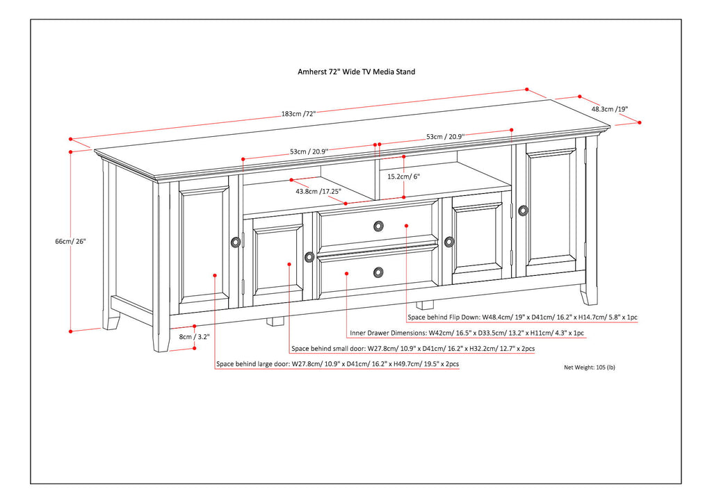 Amherst - Wide TV Media Stand
