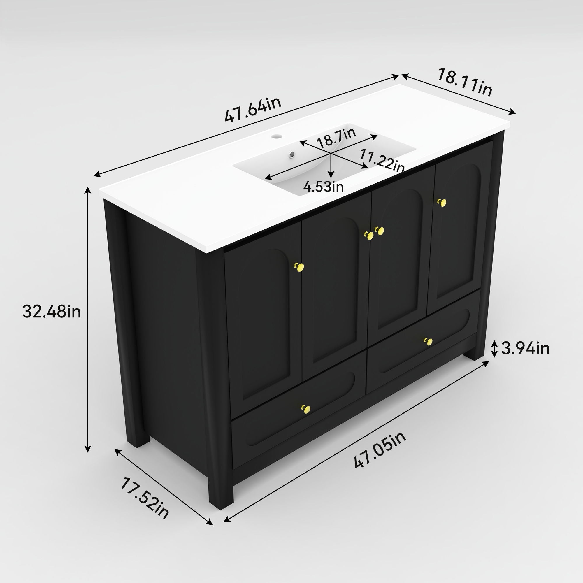 Bathroom Vanity With Sink Combo, 4 Soft Close Doors And 2 Drawers