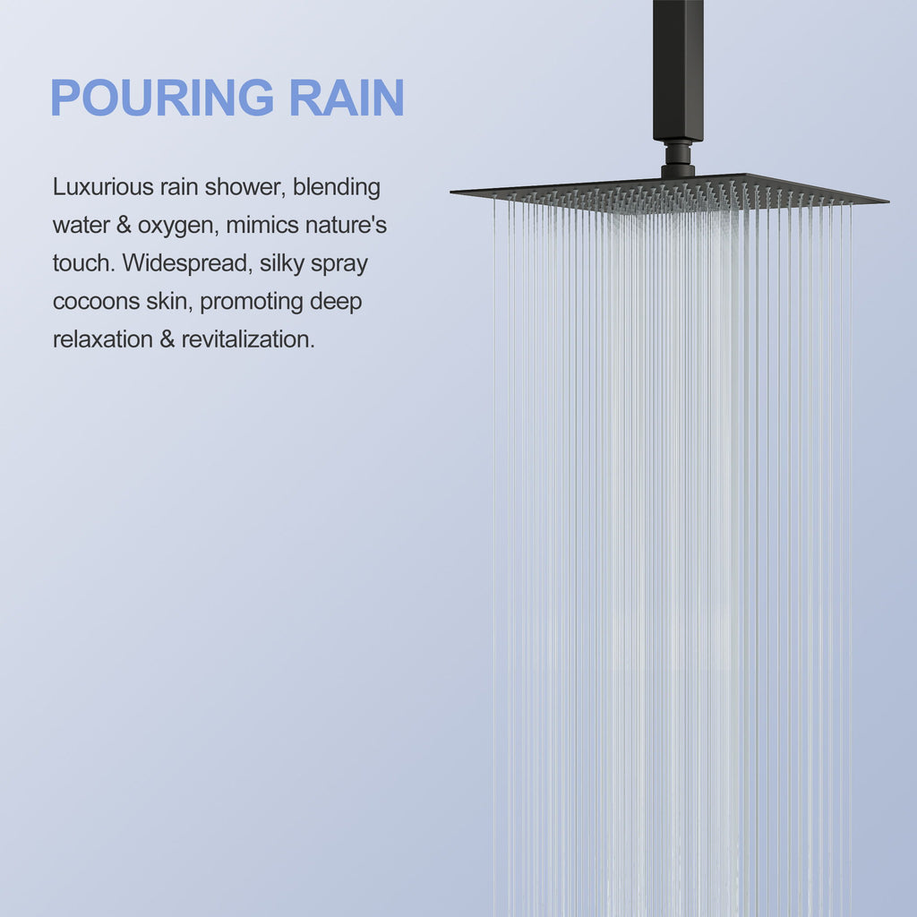 Modern 10" Square Rainfall Shower Head & Stainless Steel Wall Or Ceiling Mount Luxury Spa Shower Panel
