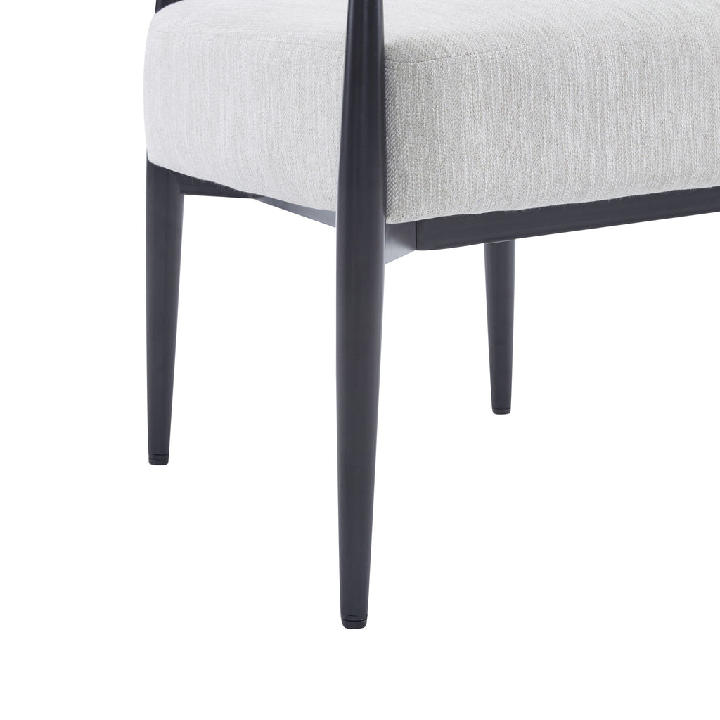 Mid Century Modern Upholstered Accent Armchair With Tapered Legs - Beige / Black / Gold
