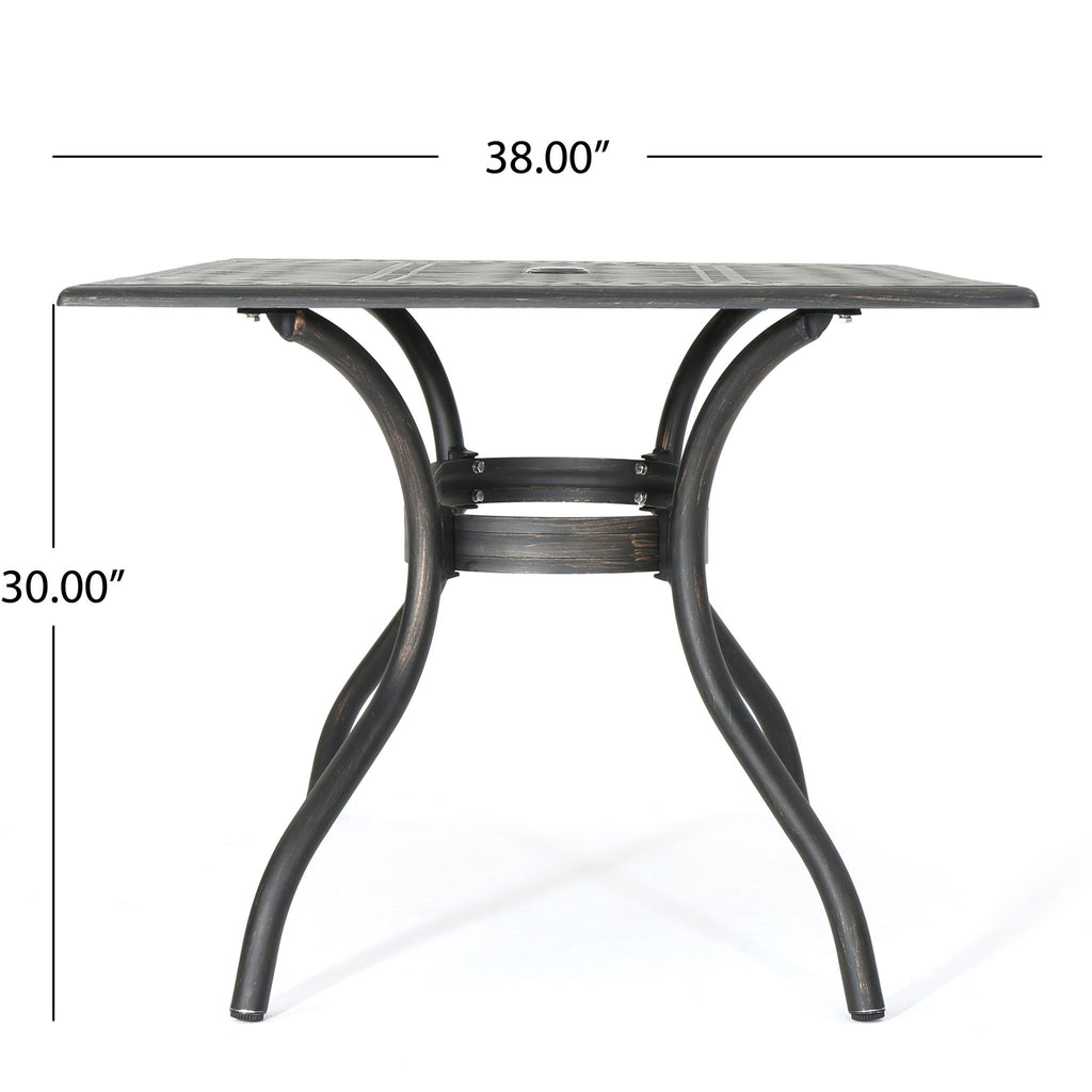 Enchantia - Outdoor Rectangular Dining Table With Weave Tabletop And Flared Legs - Copper