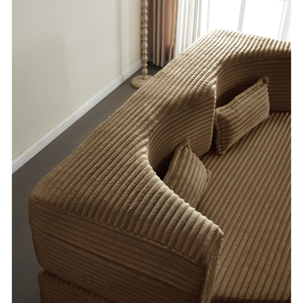 Floor Convertible Sleeper Sofa Bed With 2 Pillows