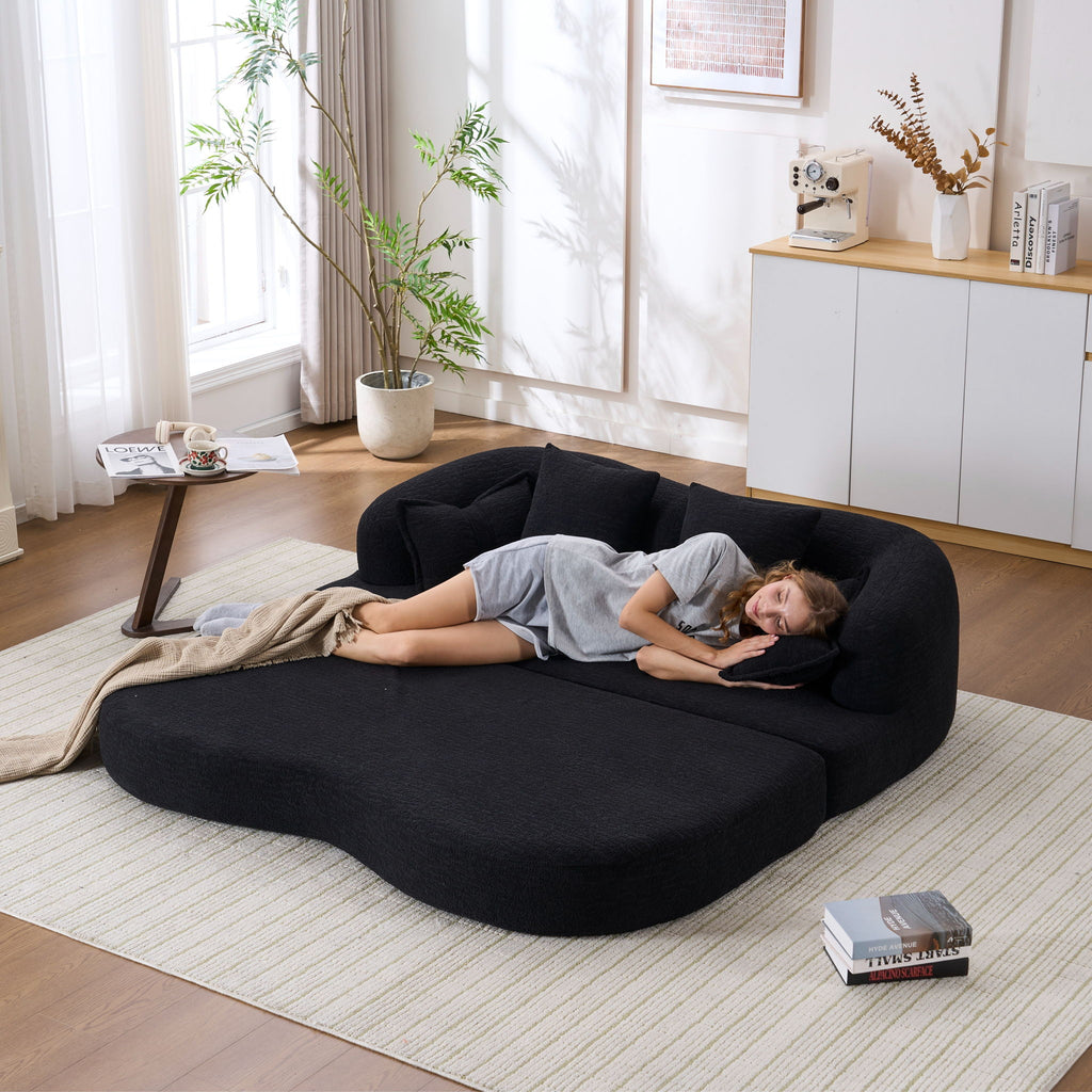 Foldable Sofa Bed, Boneless Couch Convertible Sleeper With 4 Pillows