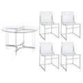Uptown - 5 Piece Round Dining Set - Chrome