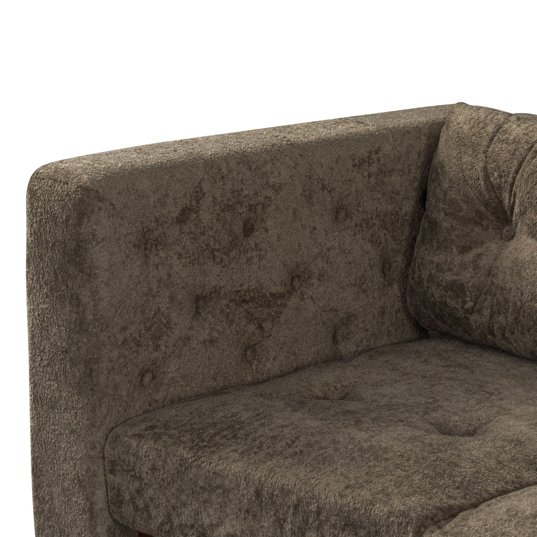 3 Seater Sofa With Square Arms, Tufted Pillow Back For Living Room