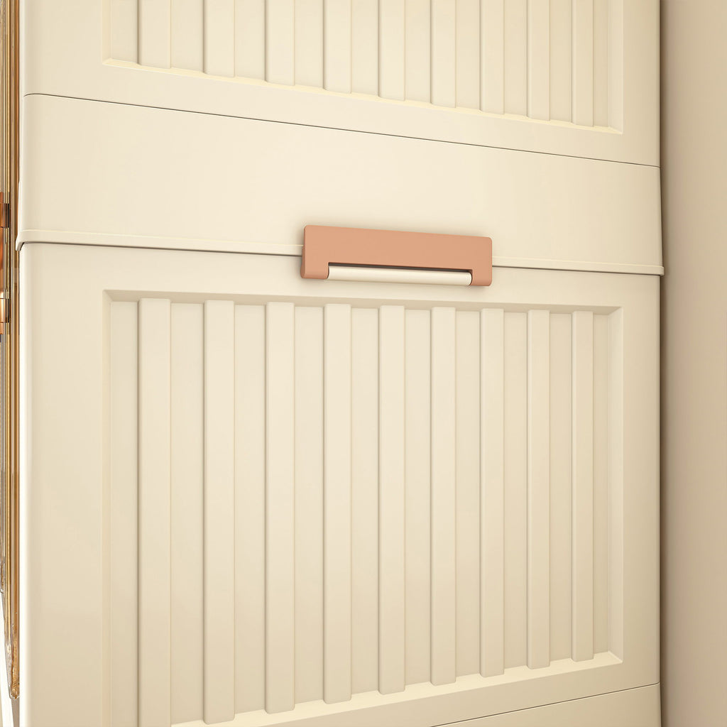 Portable Wardrobe Closet Storage Organizer With 9 Magnetic Doors - Cream White