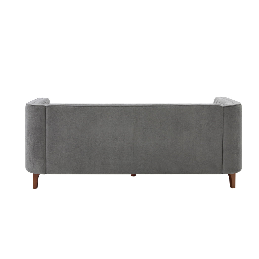 Modern 3 Seater Sofa, Upholstered Couch With Curved Armrests