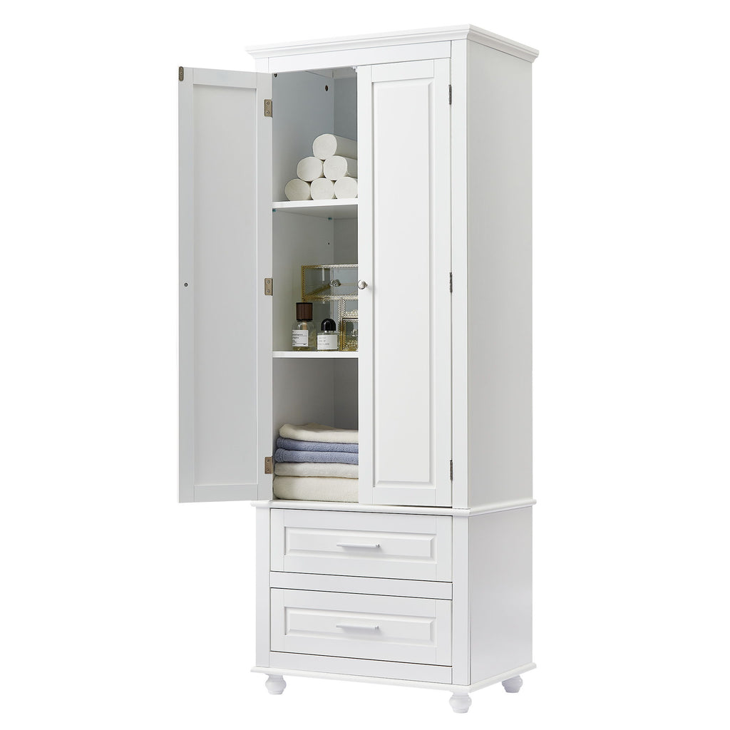 Tall Storage Cabinet With 2 Drawers For Bathroom