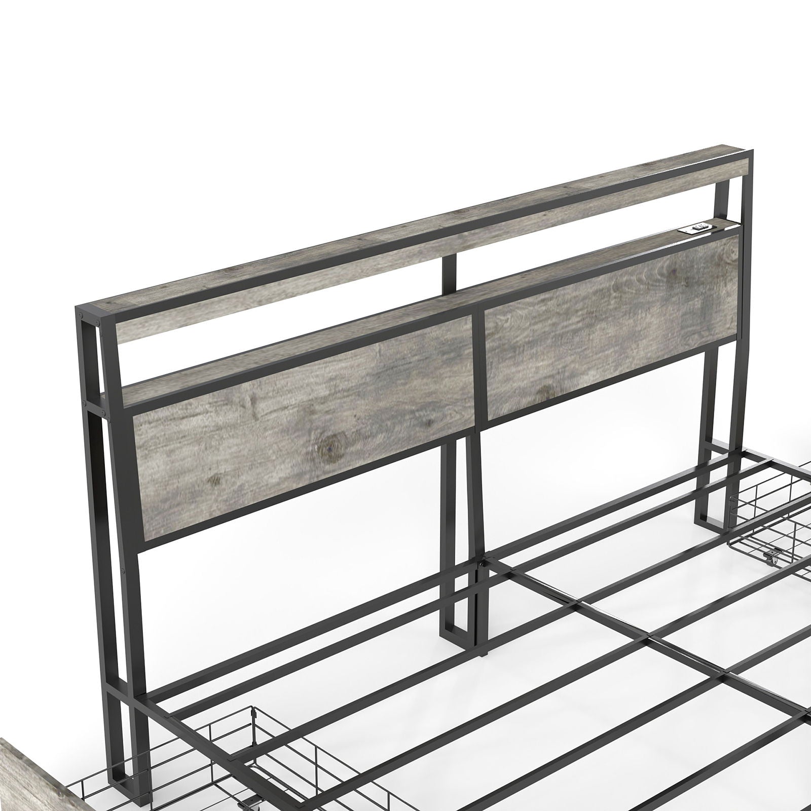 Bed Frame With Headboard, LED Lights & Charging Station