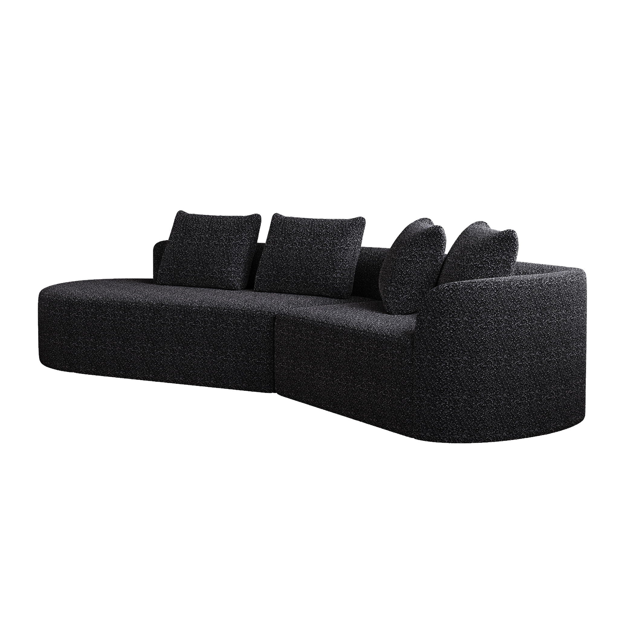 Upholstered Oversized Sectional Sofa, 4 Seater Extra Deep & Wide Seat Curved Cloud Couch With 4 Throw Pillows, Free Combination Living Room - Black