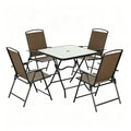 Outdoor Furniture Set, Foldable Patio Dining Set With Table And Chairs - Dark Brown