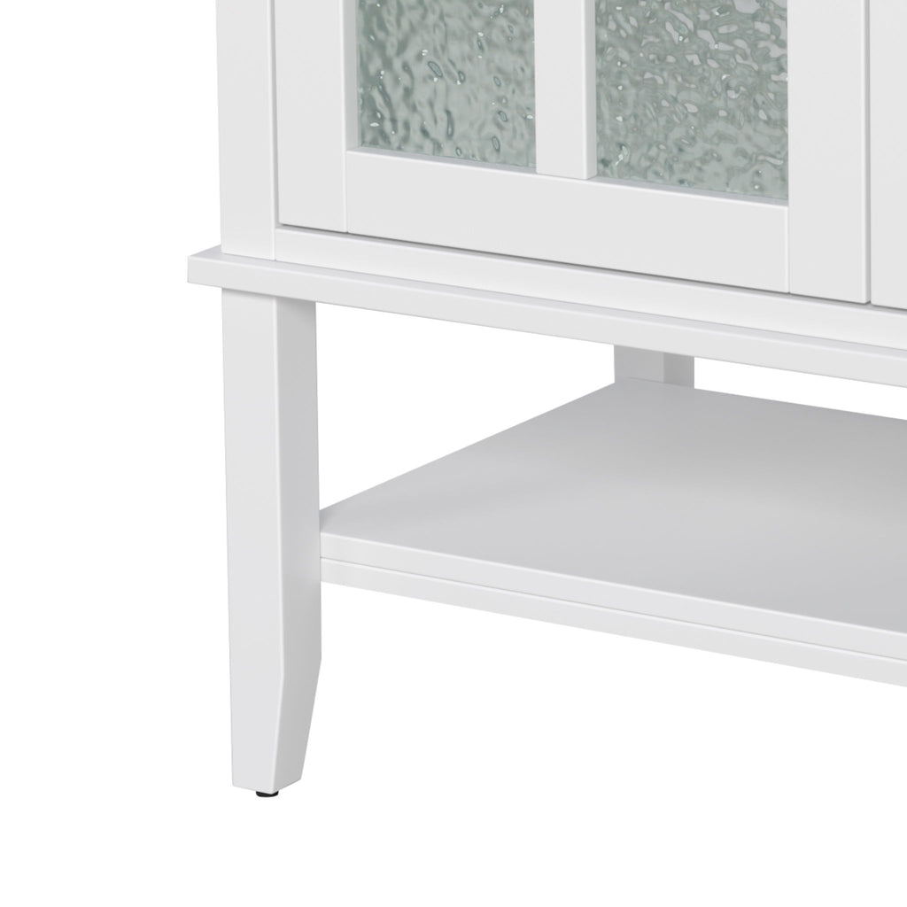 Bathroom Vanity With Ceramic Sink, Adjustable & Open Shelf