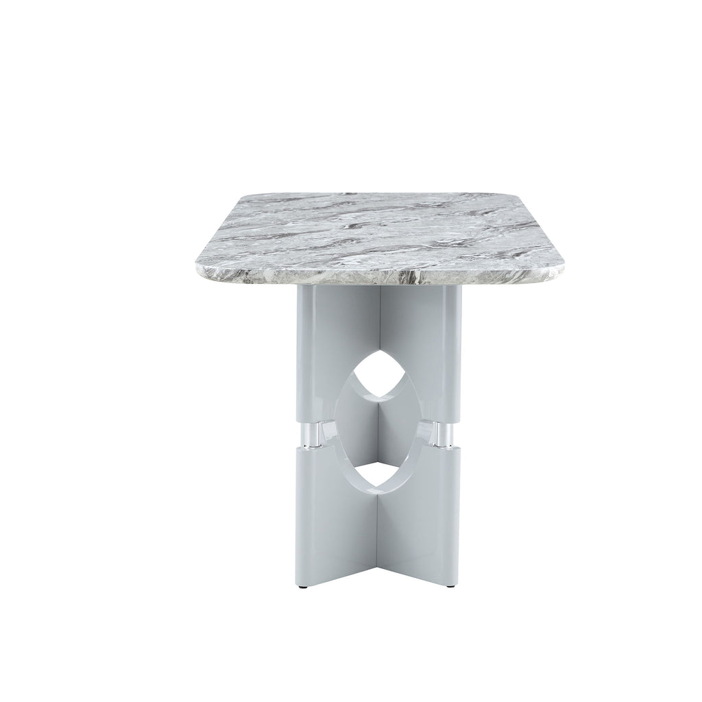 Modern Dining Table With Sleek Hollow-Out Frame And Accents