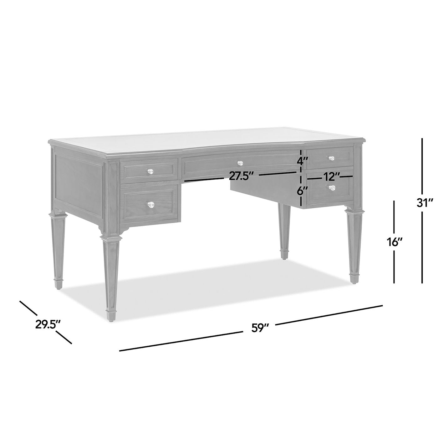 Dauphin - 5 Drawer Executive Desk