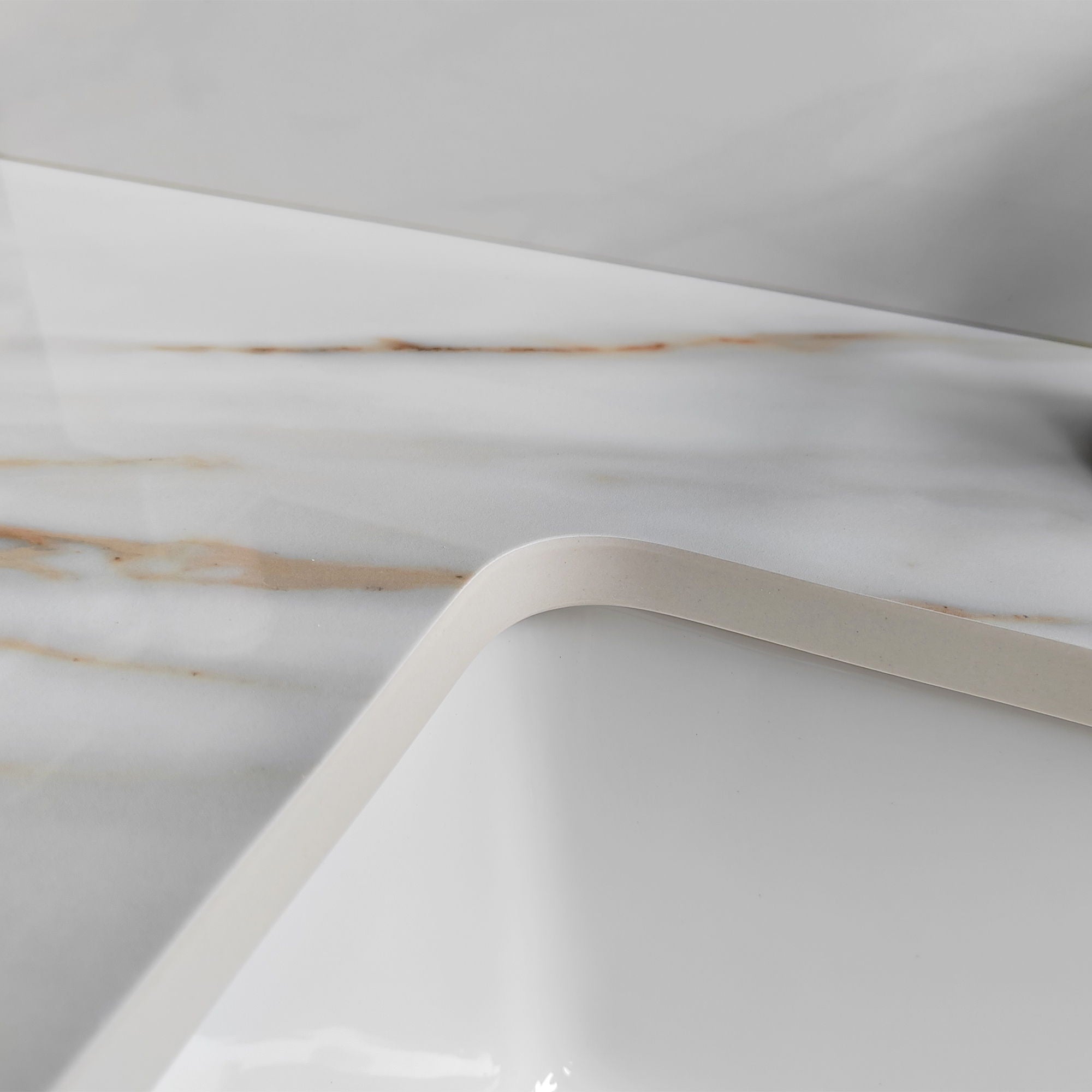 Elegant Vanity Top With Undermount Sink And Backsplash, Sintered Stone