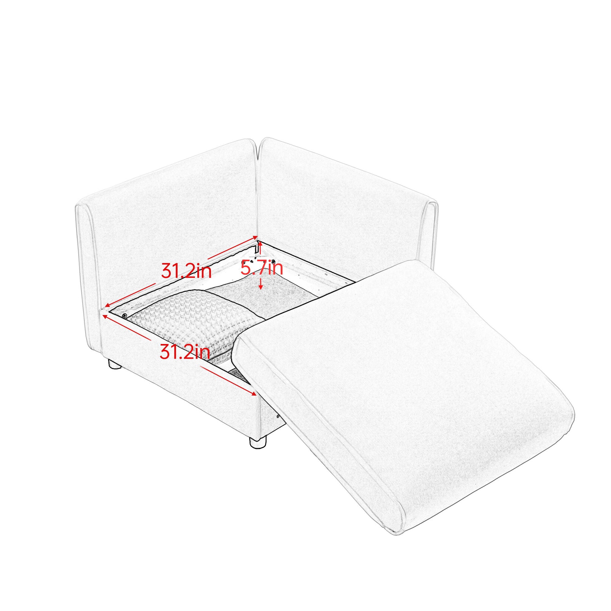 Modern Modular Sectional Sofa With Storag, Contemporary Cylindrical Design