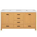 Bathroom Vanity With Double Sink, Soft Close Doors & Drawers Handles - Wood