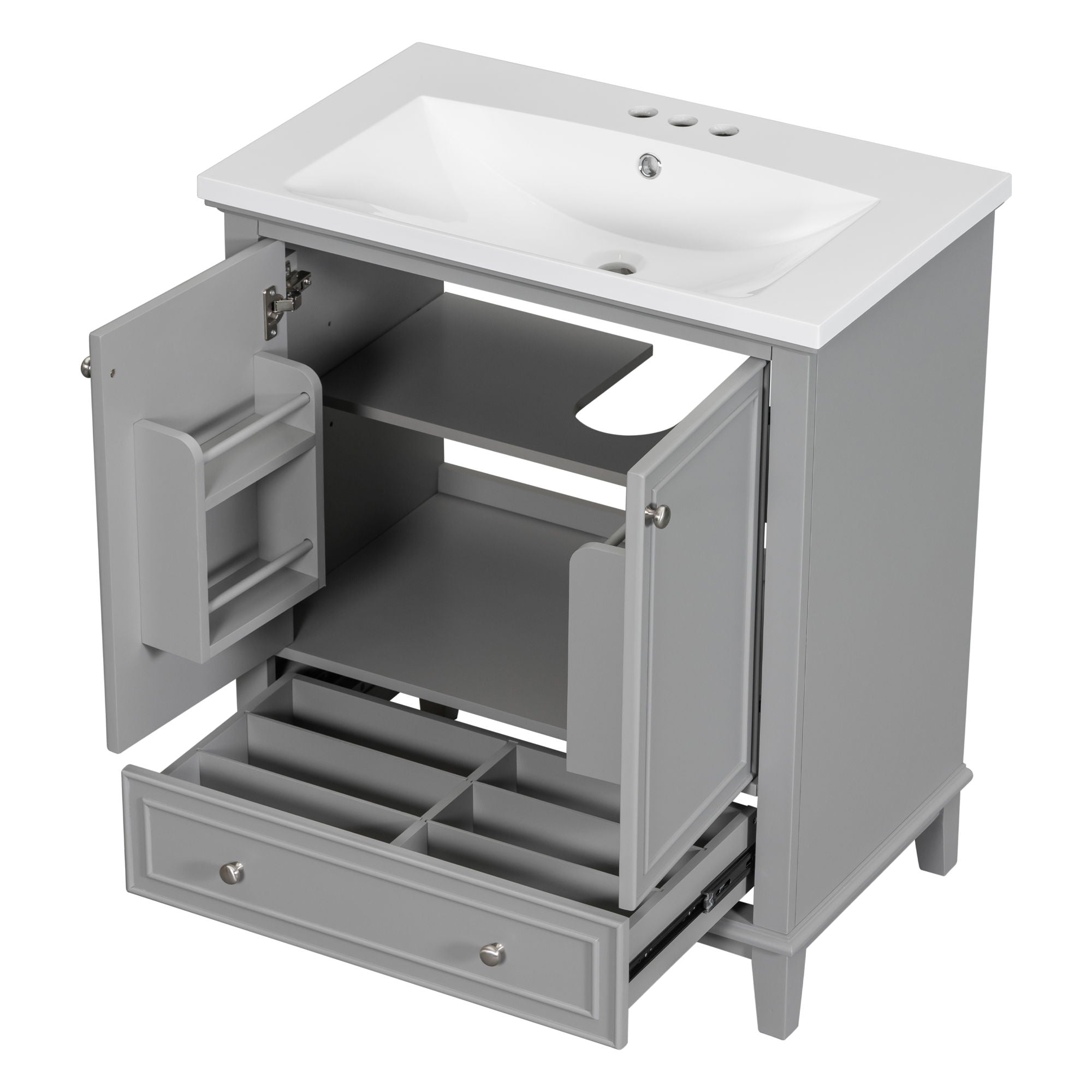 Modern Bathroom Vanity With Sink Combo, Multi Functional Cabinet With Doors And Drawer