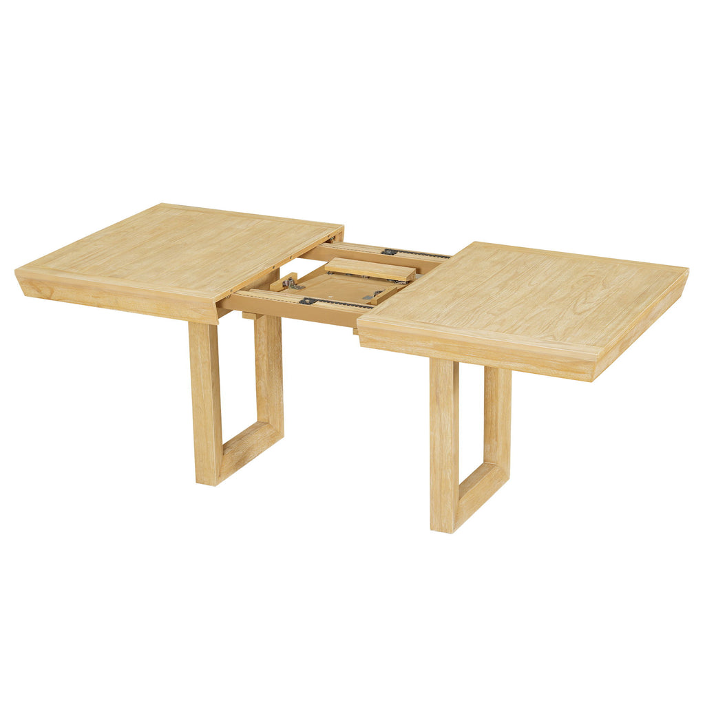 Topmax - 7 Piece Traditional Extendable Dining Table Set With Butterfly Leaf And 6 Upholstered Dining Table Set