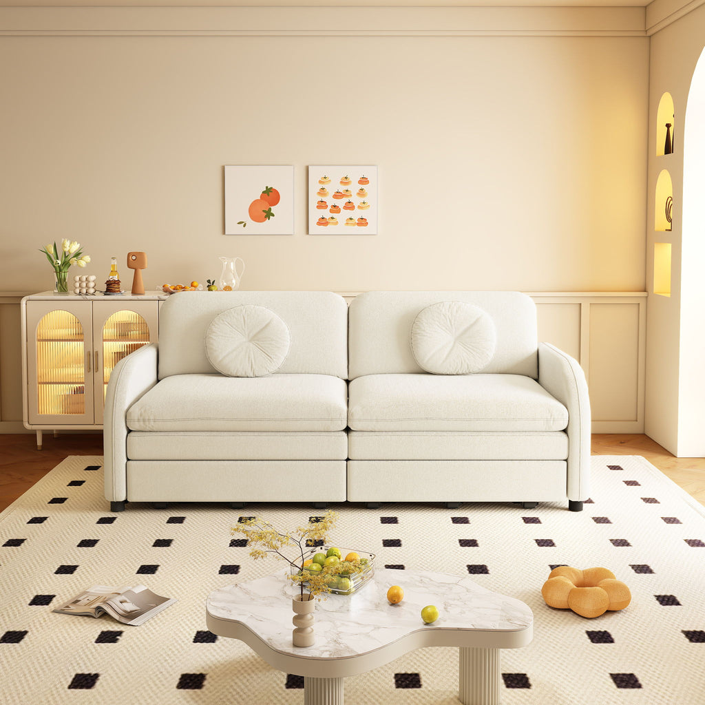Upholstered Pull Out Couch With Side Pocket & USB Port