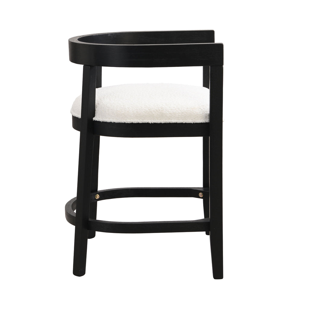 Modern Rubberwood Counter Stool Set With Upholstered Seats