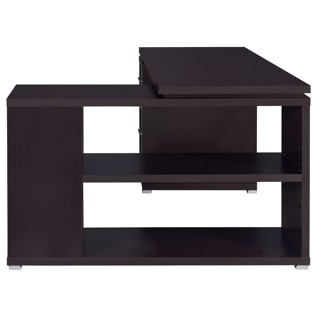 Tona - L-Shape Computer Desk With 3 Drawers And 5 Shelves