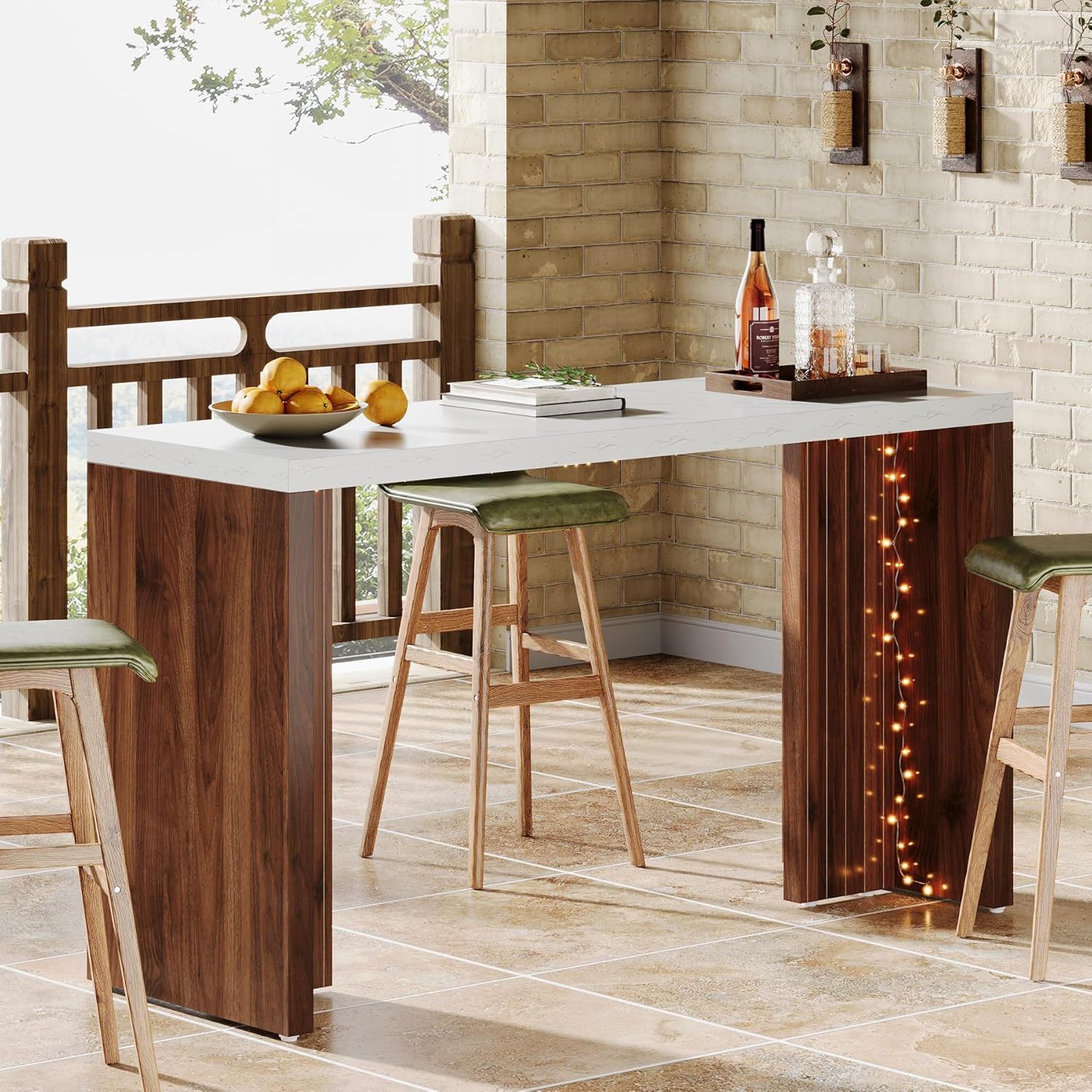 Home Bar Height Table For Kitchen - Brown / White