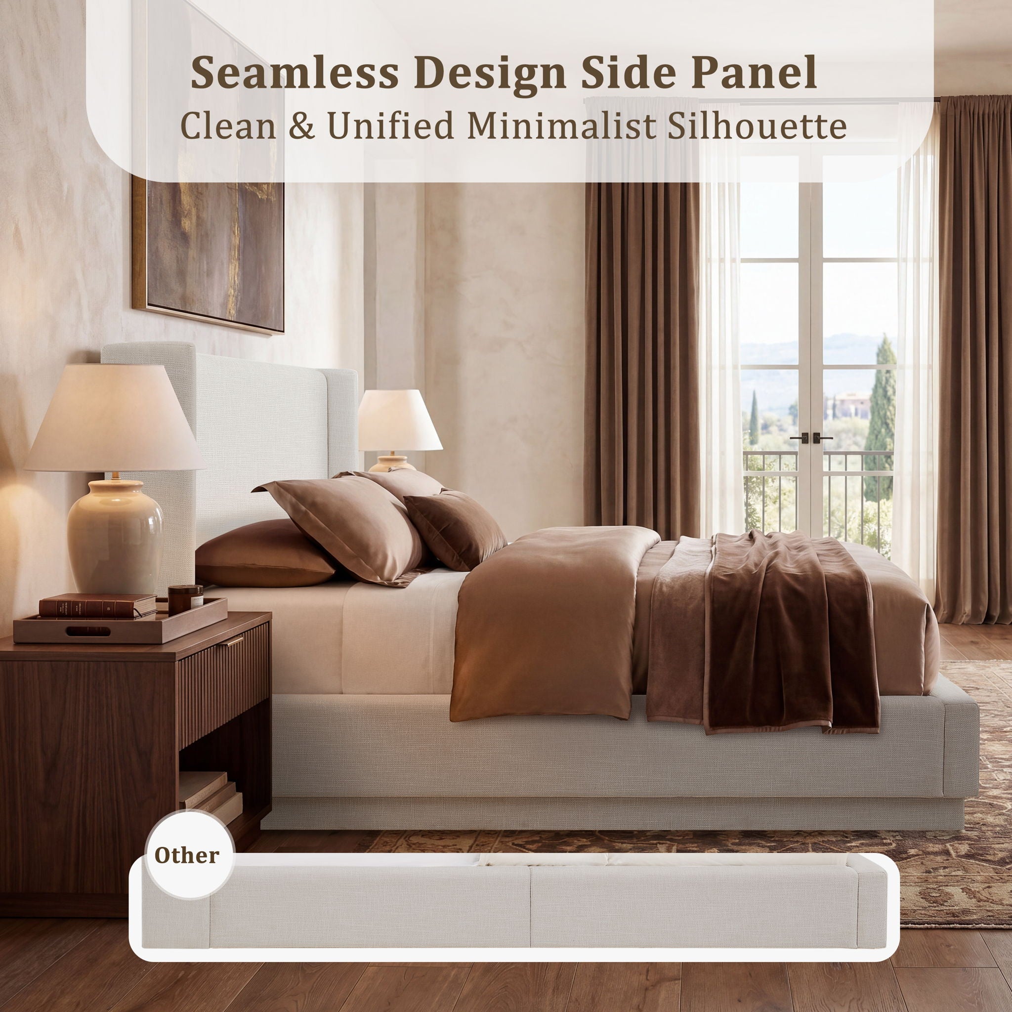 Noir - Upholstered Platform Bed With Wingback Headboard