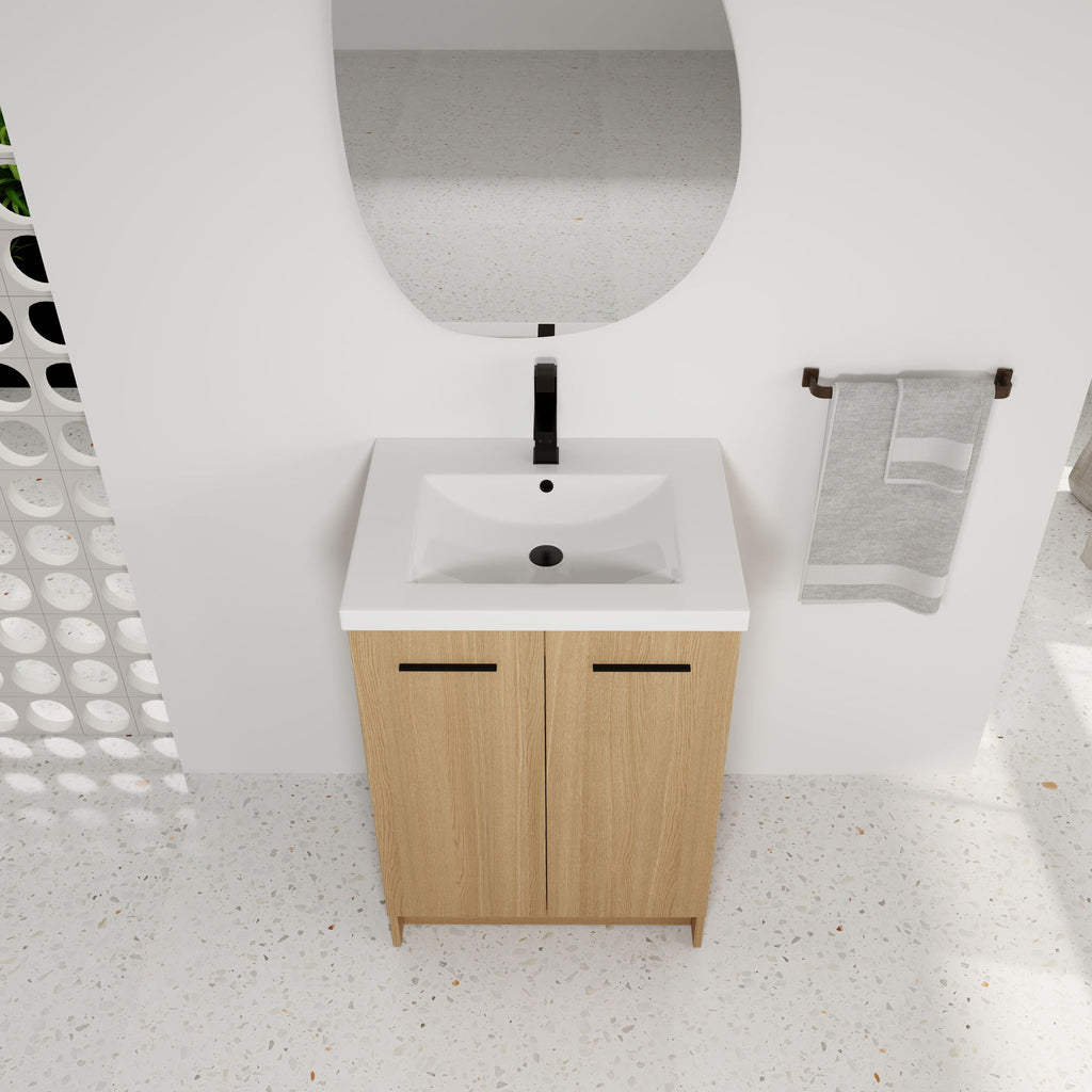Floating Bathroom Vanity With Sink, Wall Mounted Double Door Storage