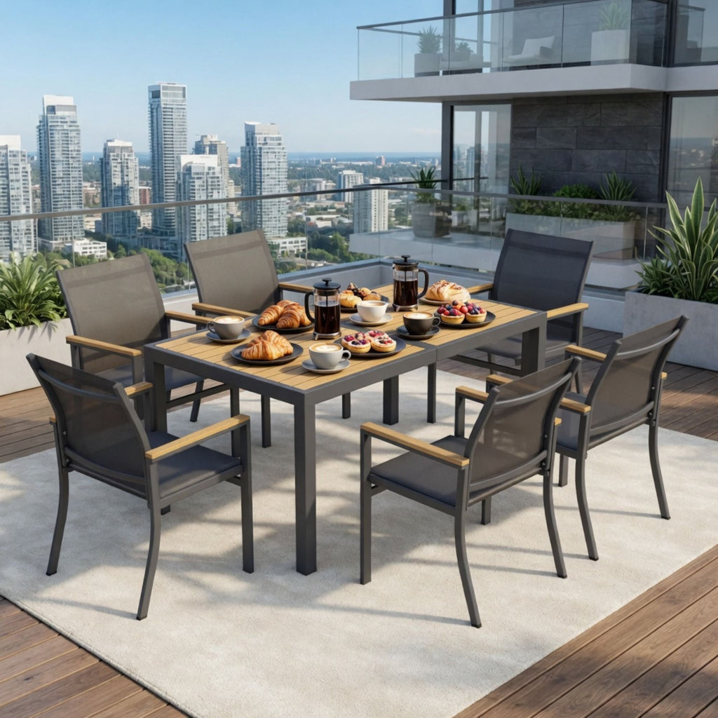 Outdoor Patio Chairs, Ergonomic (Set of 6) - Gray