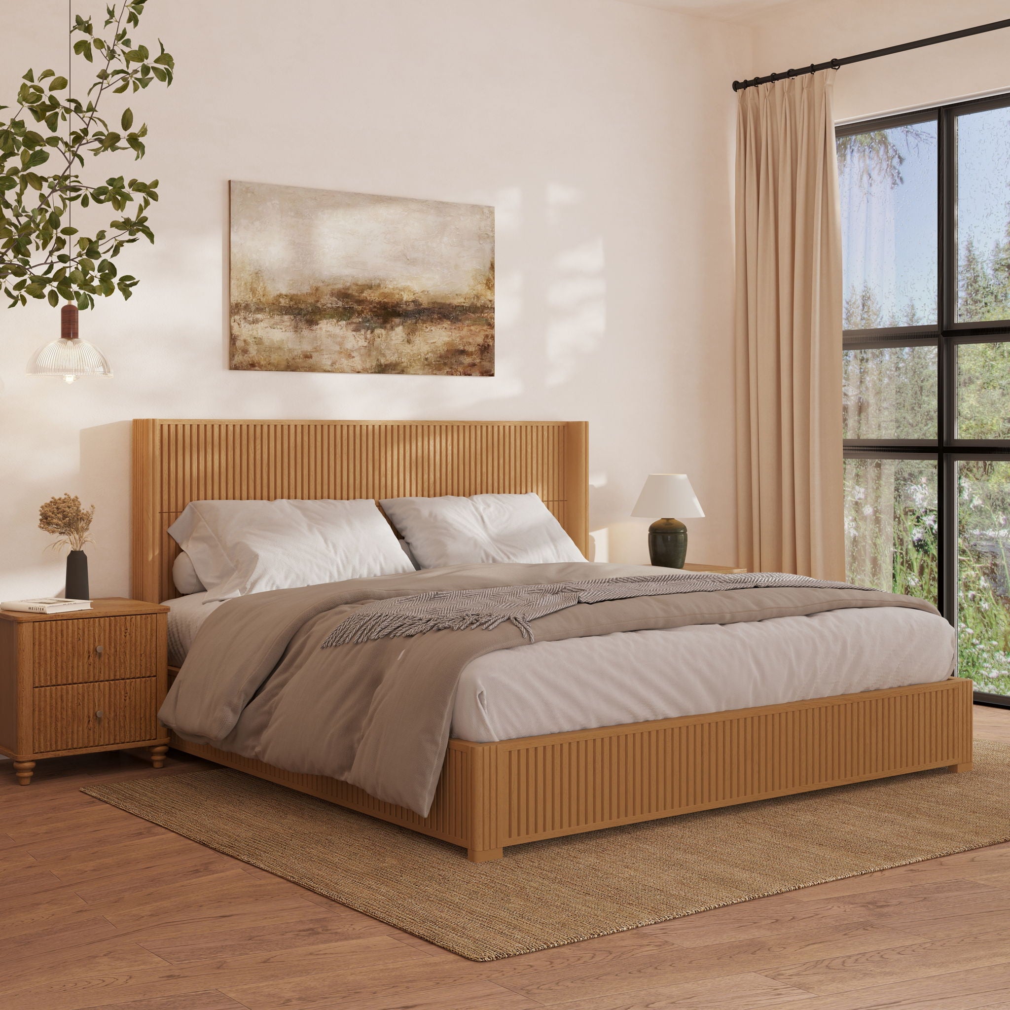 Platform Bed Frame With Headboard, Floor Standing Design
