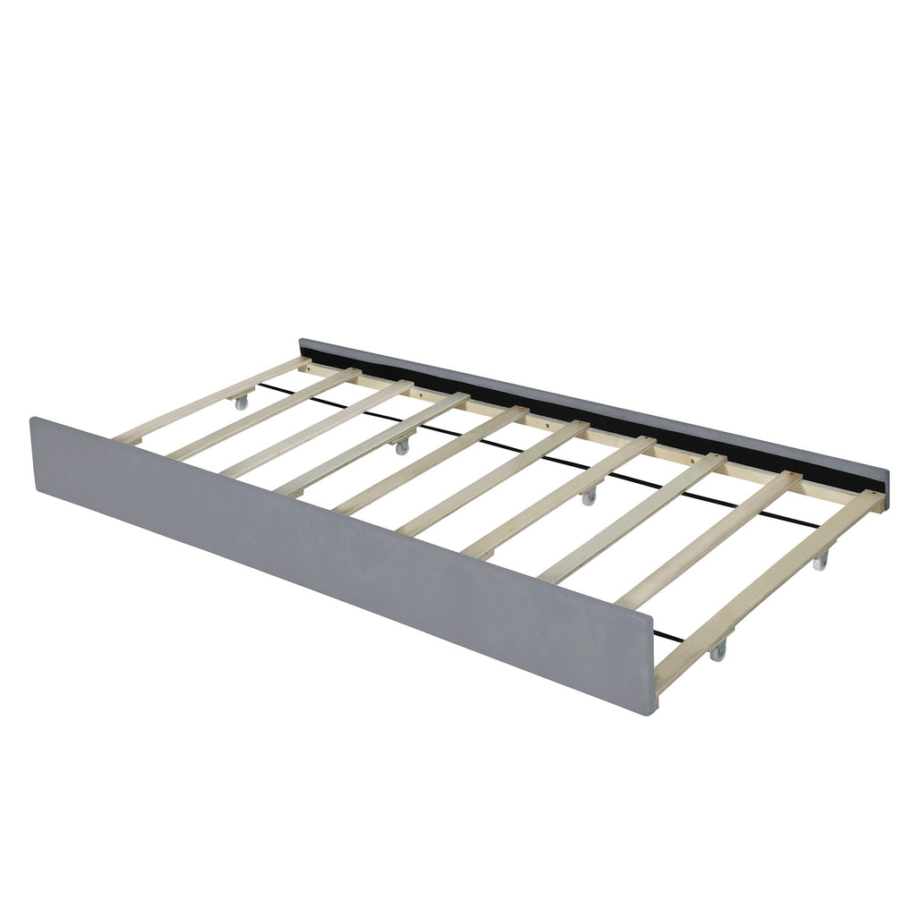 Platform UpholsteredBed With 2 Drawers And Twin Long Trundle