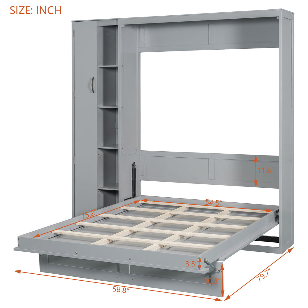 Murphy Wall Bed With Shelves, Wardrobe And LED Lights