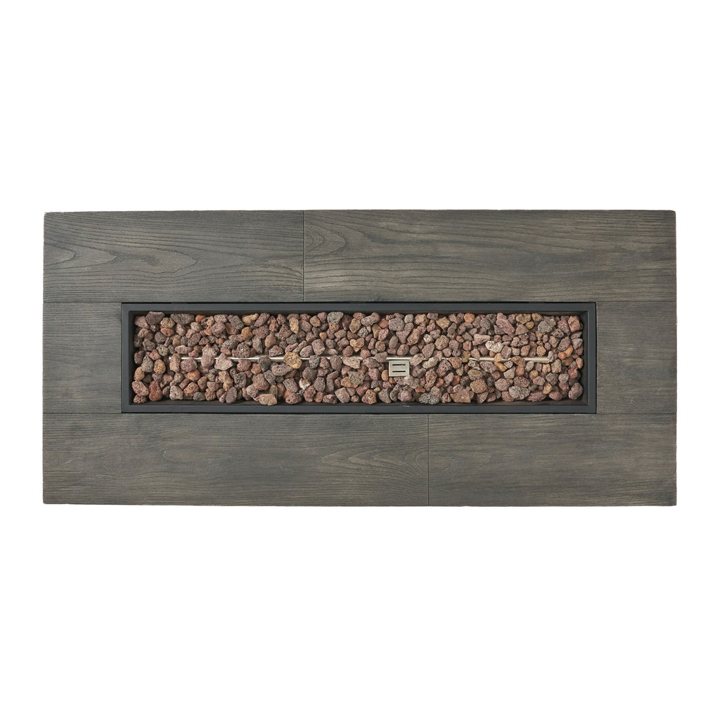 Transitional Rectangular Outdoor Propane Fire Pit With 50, 000 Btu