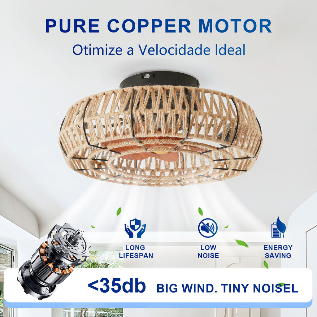 Flush Mount Ceiling Fan With Light Kit (Not Included Bulbs), Remote Control - Matte Black
