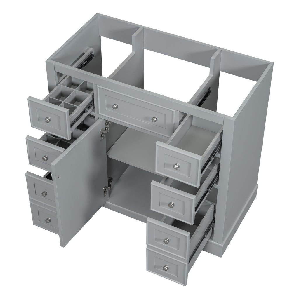 Modern Bathroom Vanity Base Only With 1 Cabinet And 6 Drawers