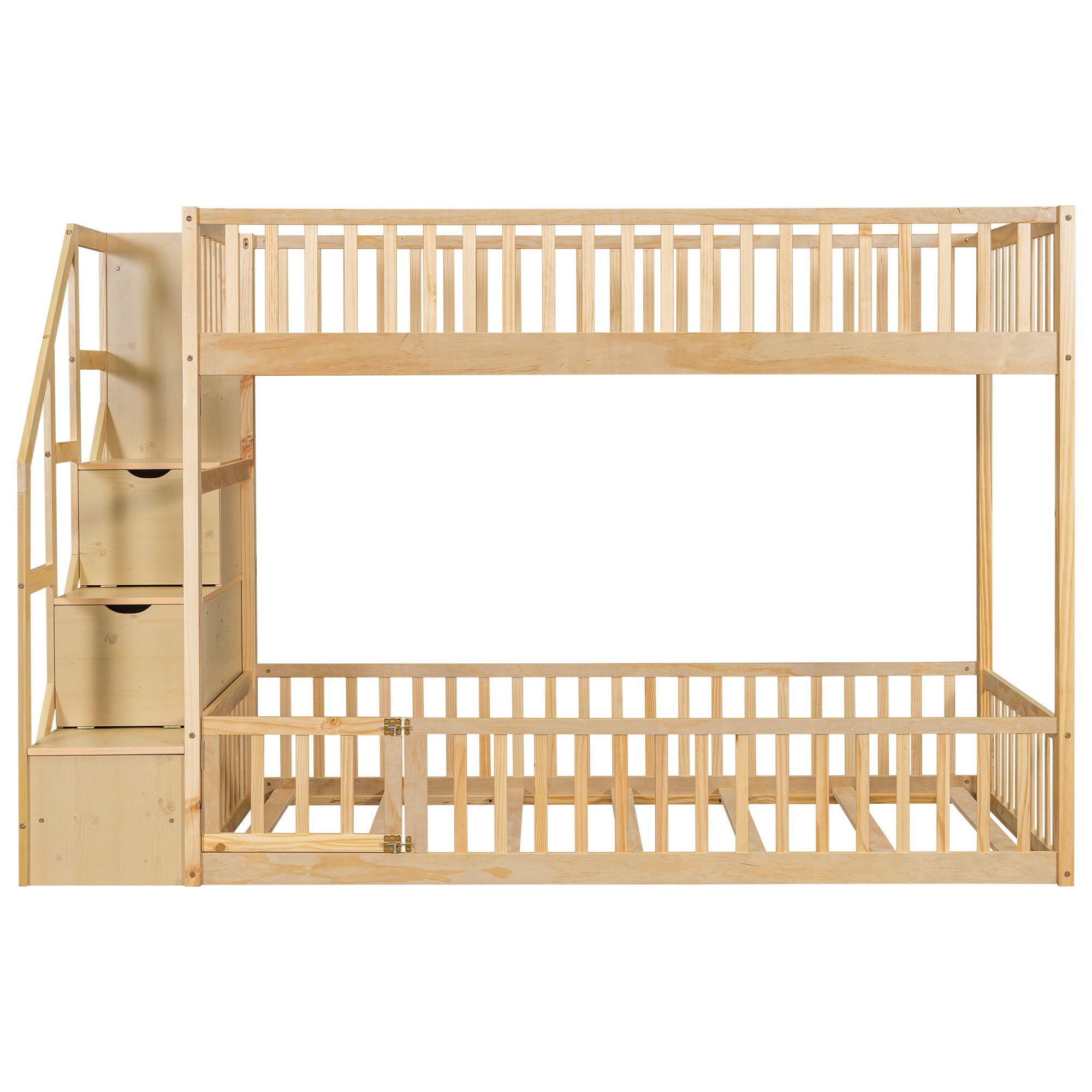Floor Bunk Bed With Ladder And Storage
