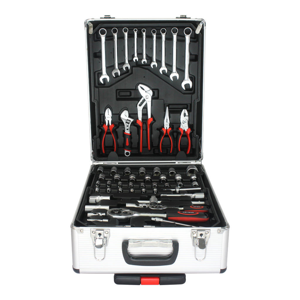 899 Piece Home Repair Tool Set With Rolling Plastic Toolbox, 4 Drawers, General Household Maintenance Kit