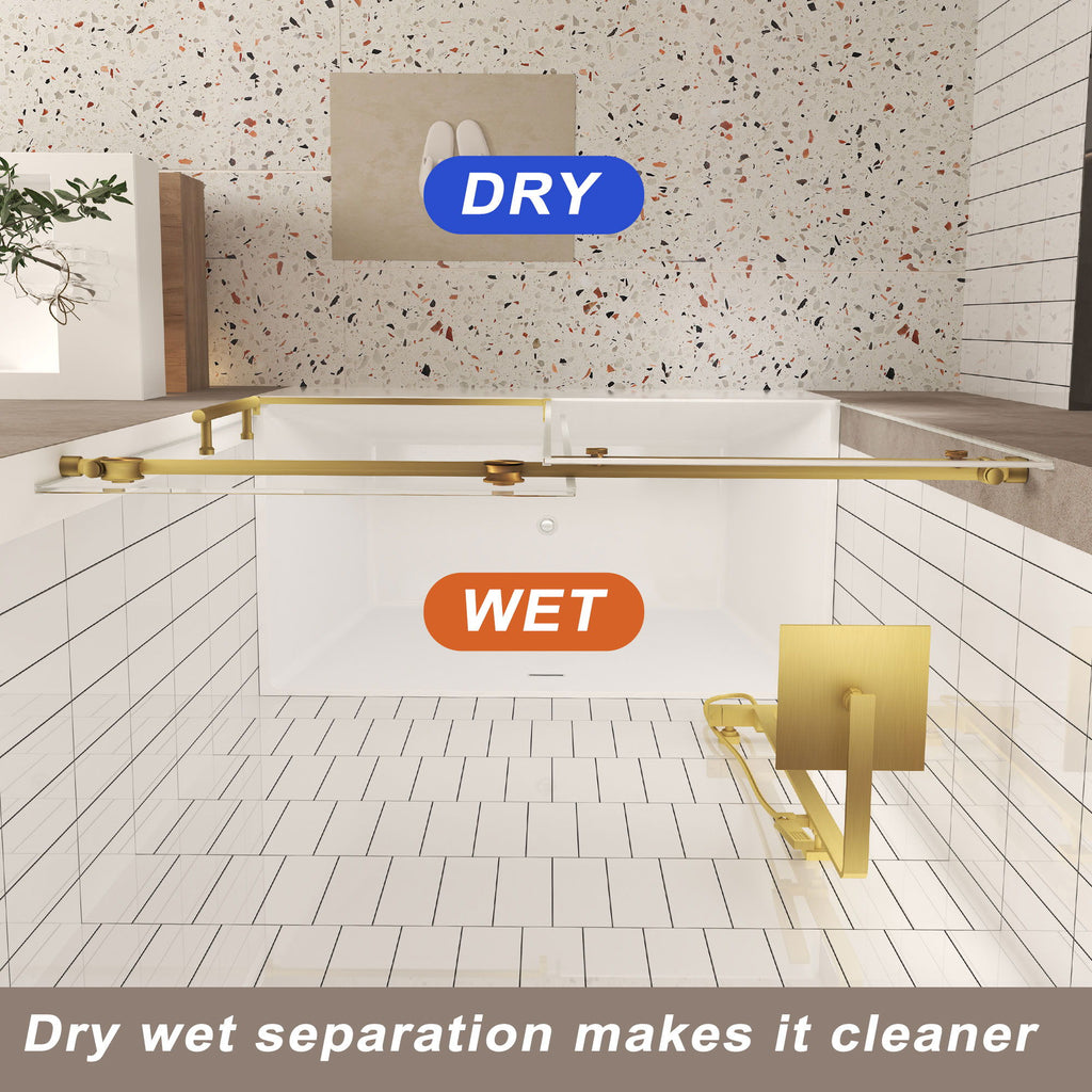 Frameless Shower Door, Smooth Sliding Tracks