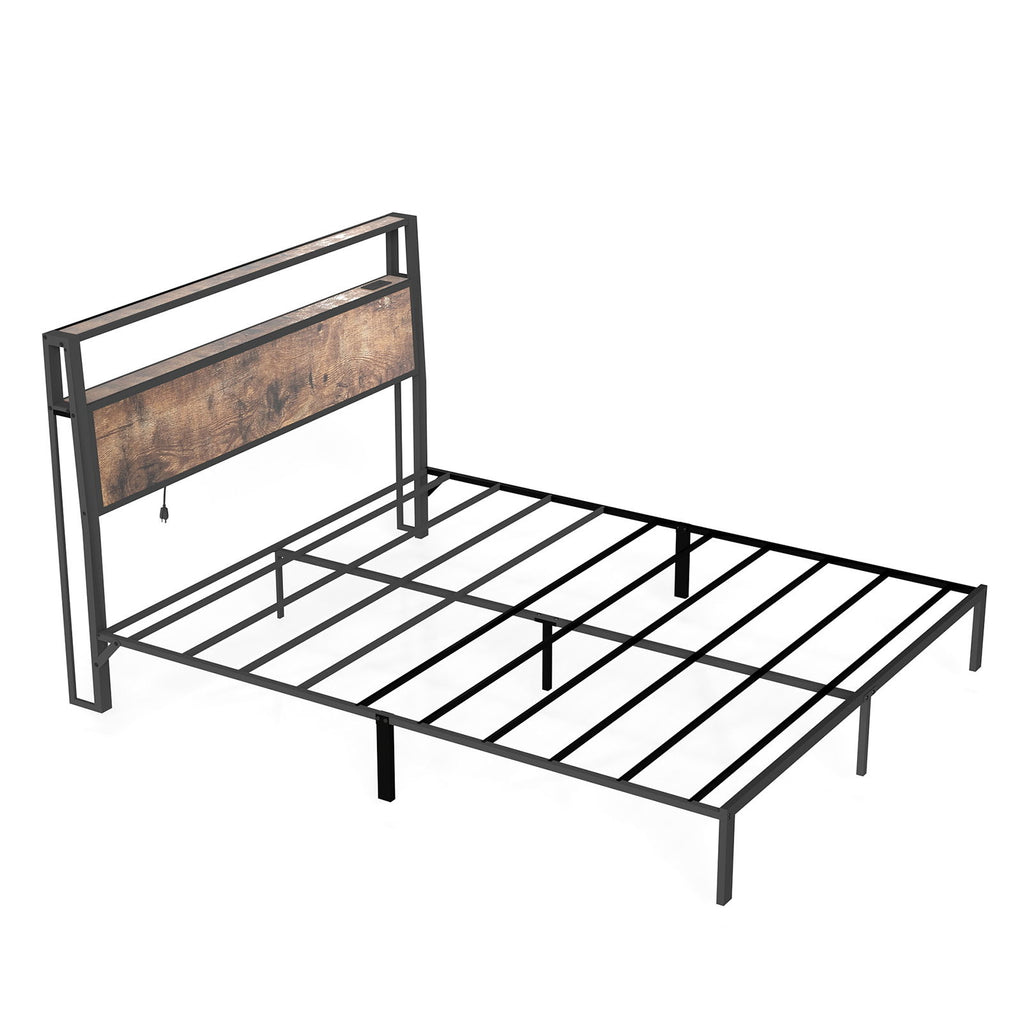 Bed Frame With Headboard, LED Lights & Charging Station