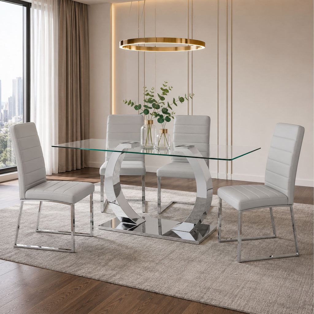 Oversized Dining Chairs (Set of 4) - Light Gray
