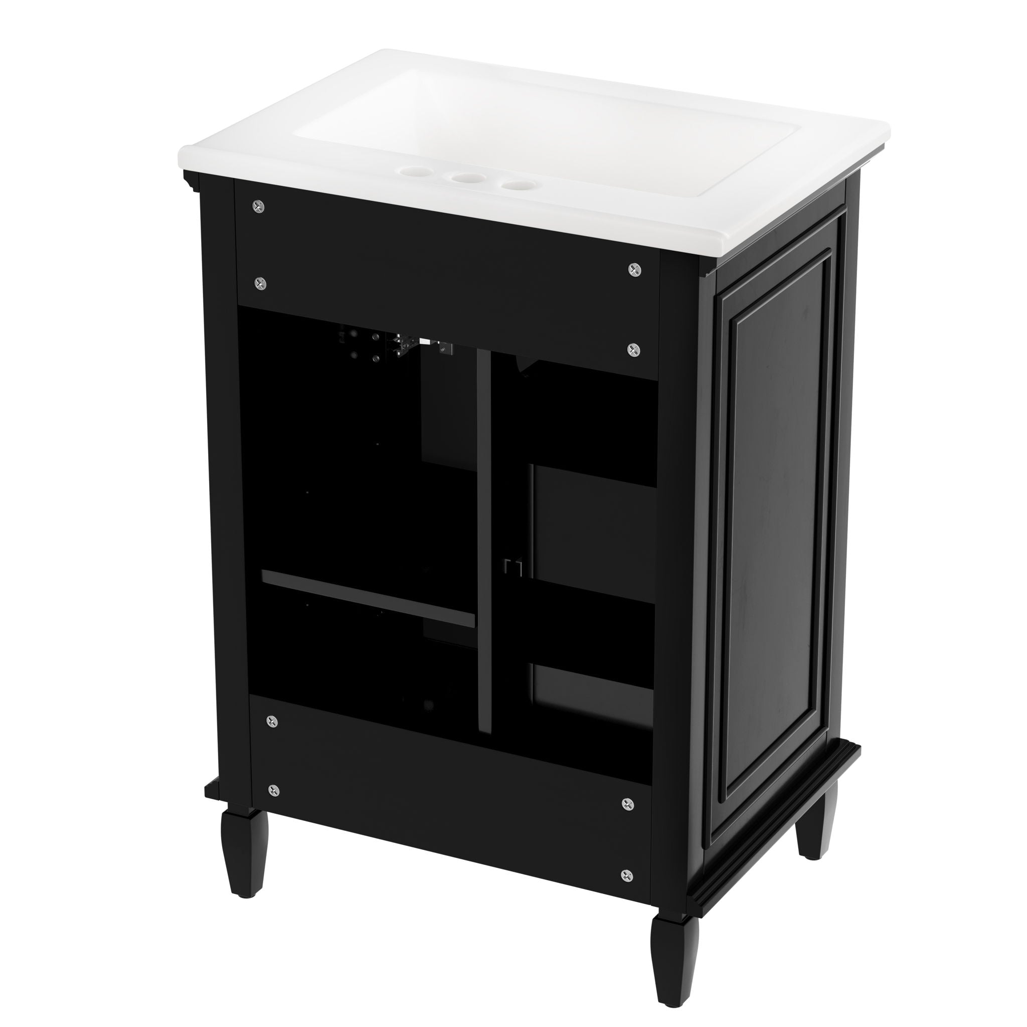 Modern Bathroom Vanity With Sink, Adjustable Shelf, 1 Flip Drawer & 2 Drawers