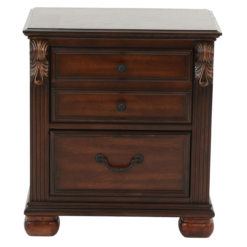 3 Piece Bedroom Set, Elegant Panel Bed With 2 Nightstands